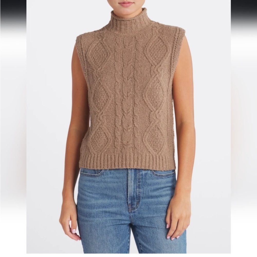 PINQUE Rabina Mockneck Sweater Vest brown size small stitch‎ fix nwt